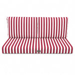 Set Cuscini Salotto da Giardino 100x50 Riga Rossa - Premium 270g (1 Seduta + 2 Schienali)