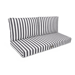 Set Cuscini Salotto da Giardino 120x60 Riga Grigio Scuro - Premium 270g (1 Seduta + 2 Schienali)