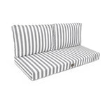 Set Cuscini Salotto da Giardino 120x60 Riga Grigio Chiaro - Premium 270g (1 Seduta + 2 Schienali)