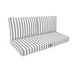 Set Cuscini Salotto da Giardino 100x50 Riga Grigio Chiaro - Premium 270g (1 Seduta + 2 Schienali)