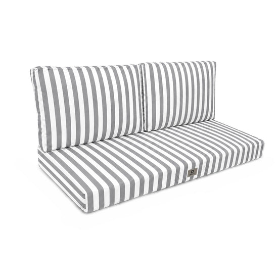 Set Cuscini Salotto da Giardino 100x50 Riga Grigio Chiaro - Premium 270g (1 Seduta + 2 Schienali)