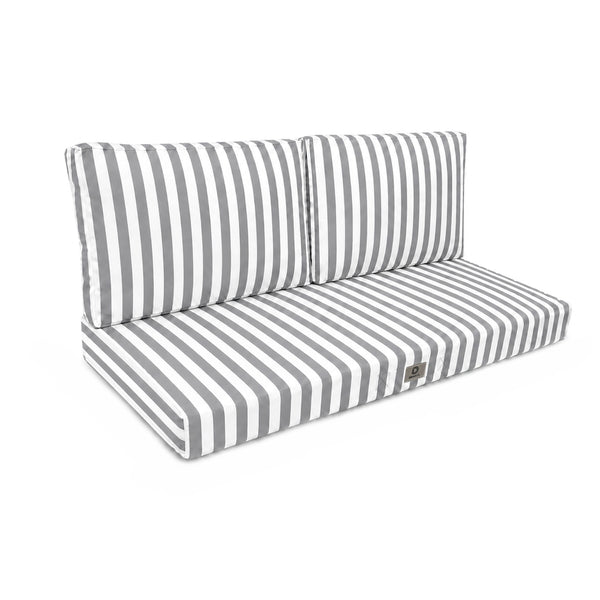Set Cuscini Salotto da Giardino 100x50 Riga Grigio Chiaro - Premium 270g (1 Seduta + 2 Schienali)