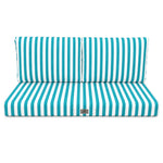 Set Cuscini Salotto da Giardino 100x50 Riga Turchese - Premium 270g (1 Seduta + 2 Schienali)