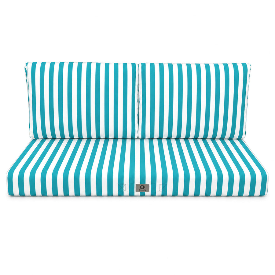 Set Cuscini Salotto da Giardino 100x50 Riga Turchese, tessuto anti-UV e idrorepellente