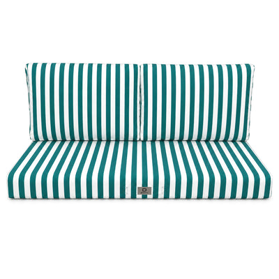 Set Cuscini Salotto da Giardino 120x60 Riga Verde - Premium 270g (1 Seduta + 2 Schienali)