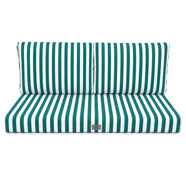 Set Cuscini Salotto da Giardino 120x60 Riga Verde - Premium 270g (1 Seduta + 2 Schienali)