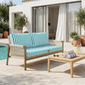 Set Cuscini Salotto da Giardino 120x60 Riga Turchese - Premium 270g (1 Seduta + 2 Schienali)