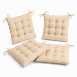 Set di 4 Cuscini per Sedia 40x40 Beige - Interno ed Esterno (Idrorepellente con Lacci)