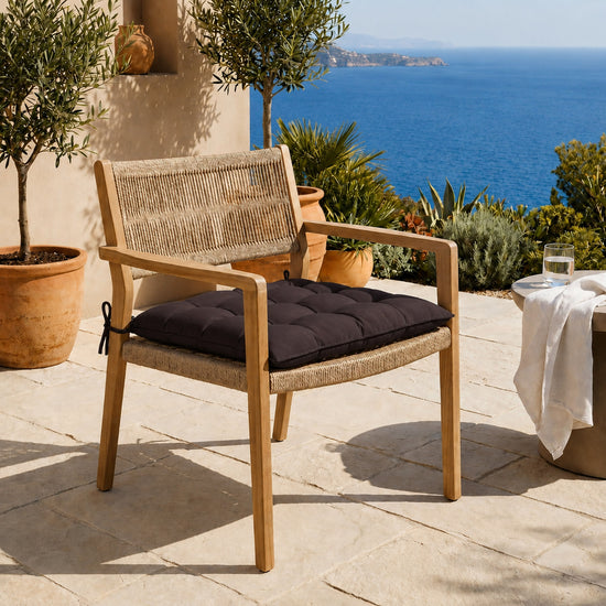Set di 4 Cuscini per Sedia 40x40 Grigio Carbone - Interno ed Esterno (Idrorepellente con Lacci)