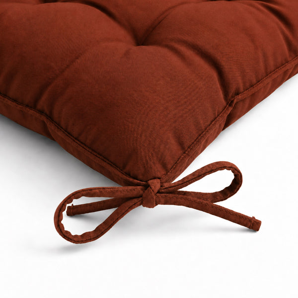 Set di 4 Cuscini per Sedia 40x40 Terracotta - Interno ed Esterno (Idrorepellente con Lacci)