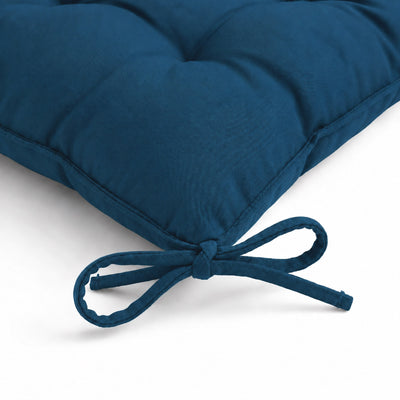 Set di 4 Cuscini per Sedia 40x40 Blu Petrolio - Interno ed Esterno (Idrorepellente con Lacci)