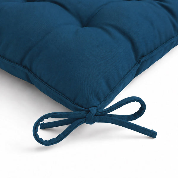 Set di 4 Cuscini per Sedia 40x40 Blu Petrolio - Interno ed Esterno (Idrorepellente con Lacci)