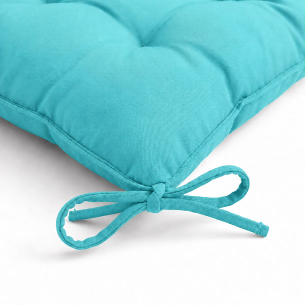 Set di 4 Cuscini per Sedia 40x40 Blu Caraibi - Interno ed Esterno (Idrorepellente con Lacci)