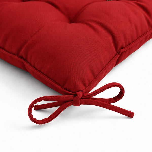 Set di 4 Cuscini per Sedia 40x40 Rosso Peperoncino - Interno ed Esterno (Idrorepellente con Lacci)