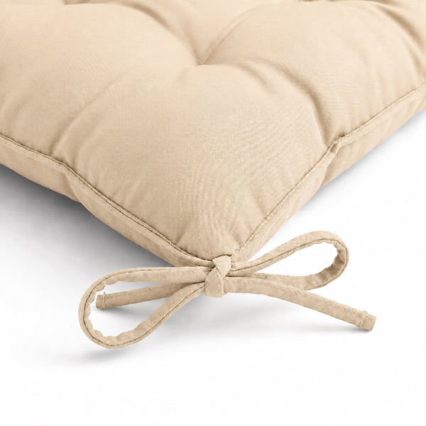 Set di 4 Cuscini per Sedia 40x40 Beige - Interno ed Esterno (Idrorepellente con Lacci)