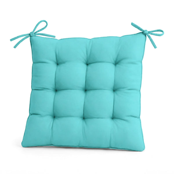Set di 4 Cuscini per Sedia 40x40 Blu Caraibi - Interno ed Esterno (Idrorepellente con Lacci)