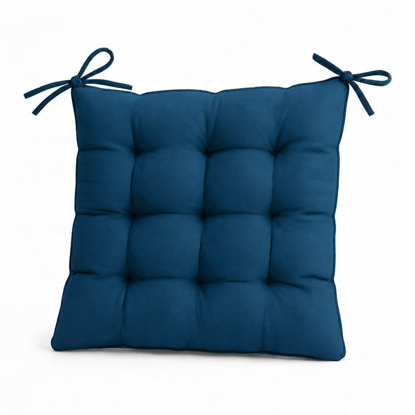 Set di 4 Cuscini per Sedia 40x40 Blu Petrolio - Interno ed Esterno (Idrorepellente con Lacci)