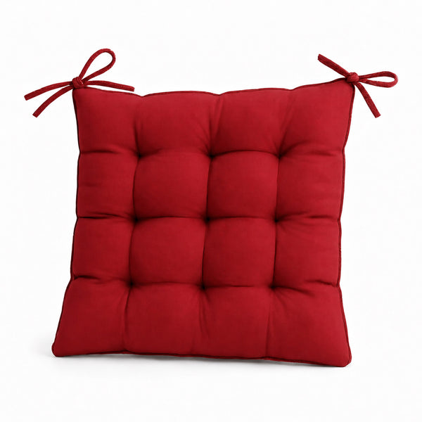 Set di 4 Cuscini per Sedia 40x40 Rosso Peperoncino - Interno ed Esterno (Idrorepellente con Lacci)