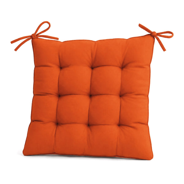 Set di 4 Cuscini per Sedia 40x40 Arancione - Interno ed Esterno (Idrorepellente con Lacci)