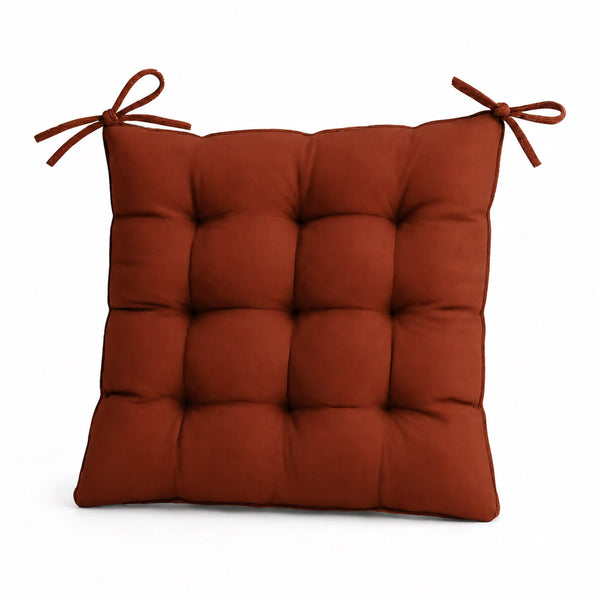Set di 4 Cuscini per Sedia 40x40 Terracotta - Interno ed Esterno (Idrorepellente con Lacci)