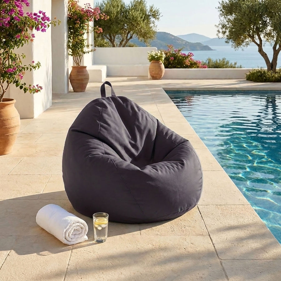 Pouf a Pera XL 110x120 Grigio Carbone - Sfoderabile & Impermeabile (Garni Perle)