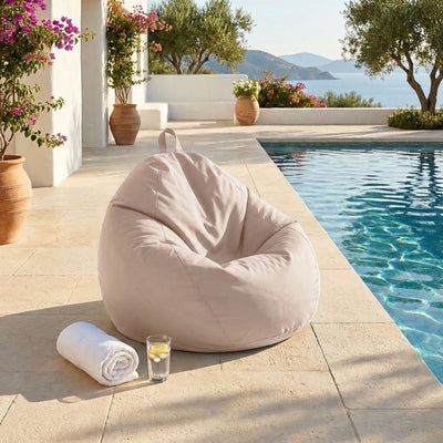 Pouf poire XL d'extérieur - 110x120 cm - Beige