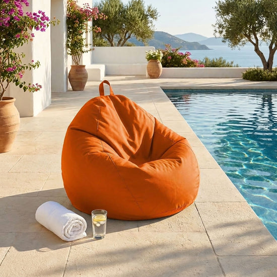 Pouf a Pera XL 110x120 Arancione - Sfoderabile & Impermeabile (Garni Perle)
