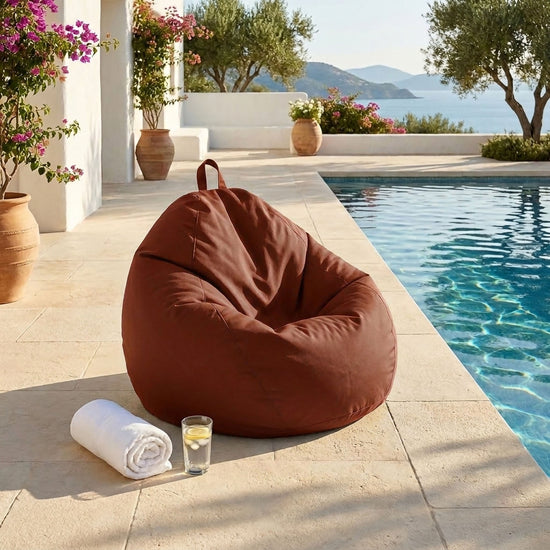Pouf a Pera XL 110x120 Terracotta - Sfoderabile & Impermeabile (Garni Perle)