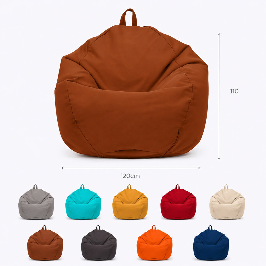 Pouf a Pera XL 110x120 Terracotta, imbottitura in perle di polistirolo