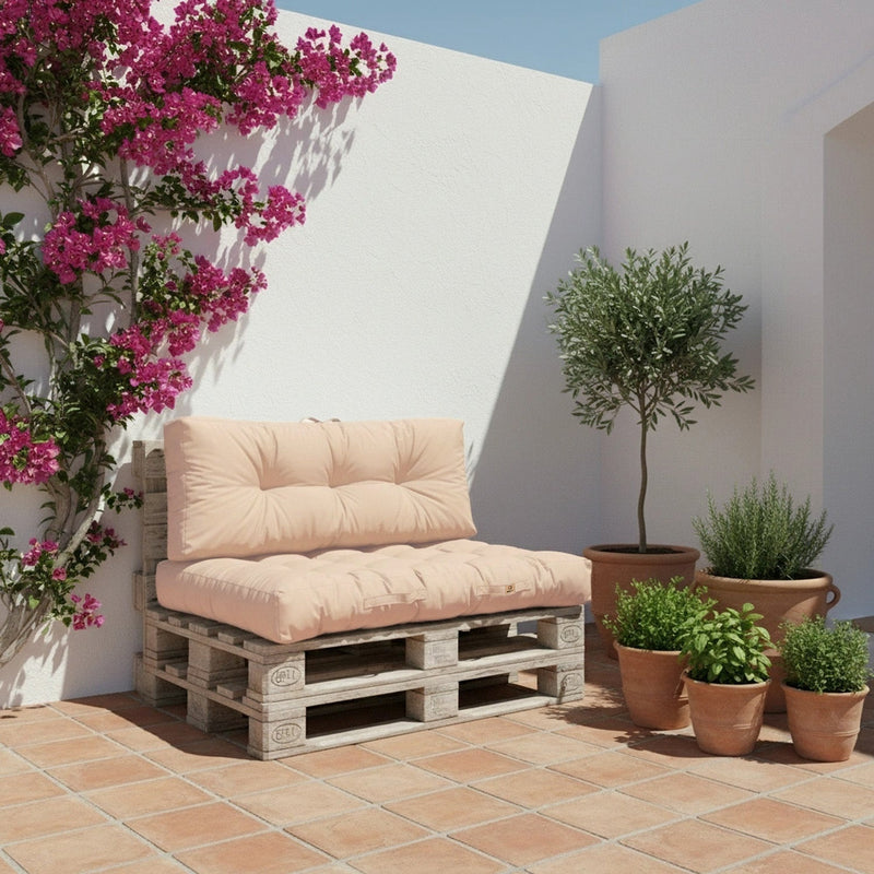 Set Cuscini Pallet 120x80 Beige - Impermeabile & Spesso 15cm