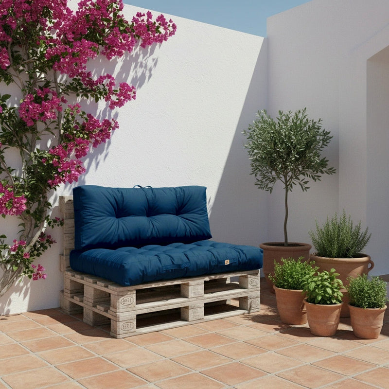 Set Cuscini Pallet 120x80 Blu Petrolio - Impermeabile & Spesso 15cm