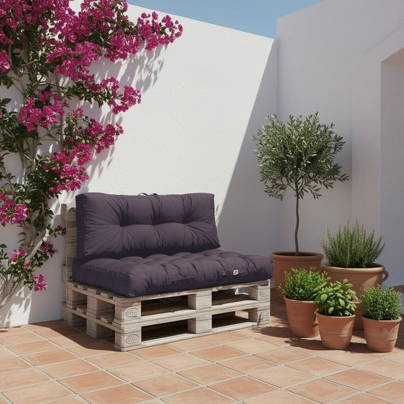 Set Cuscini Pallet 120x80 Grigio Carbone - Impermeabile & Spesso 15cm