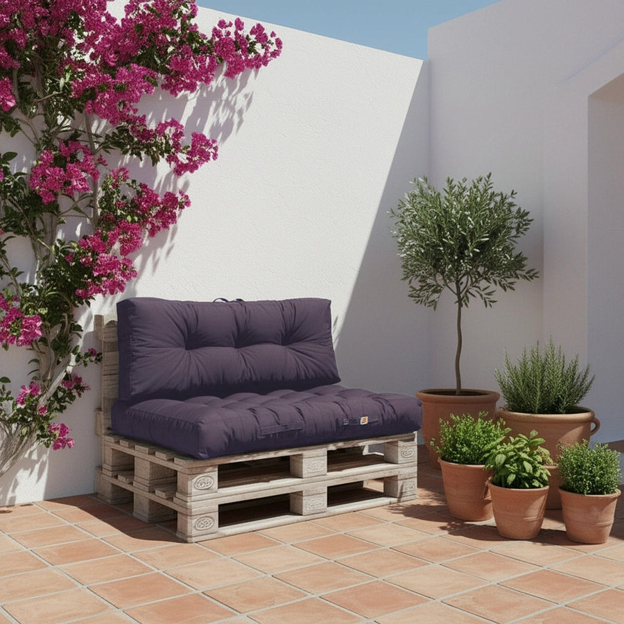 Ensemble de coussins palette gris carbone pour fauteuils et canapés, imperméables et épais de 15 cm, Deco-arts.fr