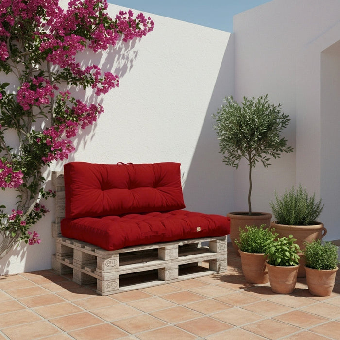 Set Cuscini Pallet 120x80 Rosso Peperoncino - Impermeabile & Spesso 15cm