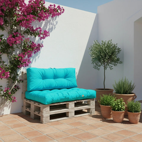 Lotto di cuscini da esterno per pallet blu caraibico 120x80 DECOARTS impermeabile anti-UV