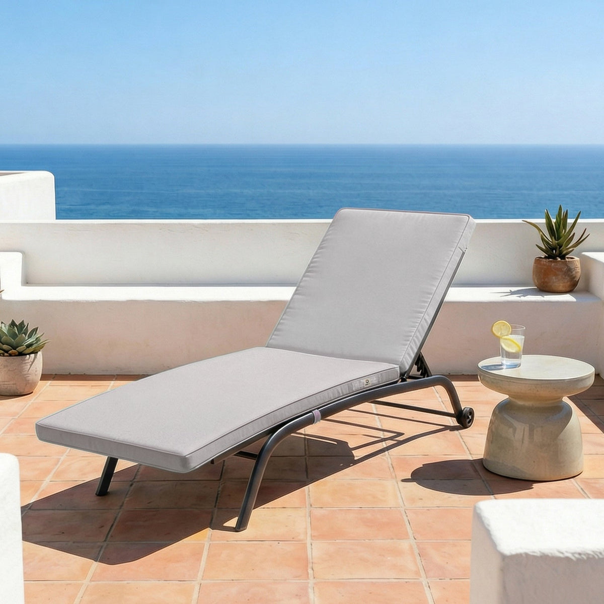 Materassino Lettino Prendisole 185x60 Grigio Ciottolo – Sfoderabile & Impermeabile (Sdraio)