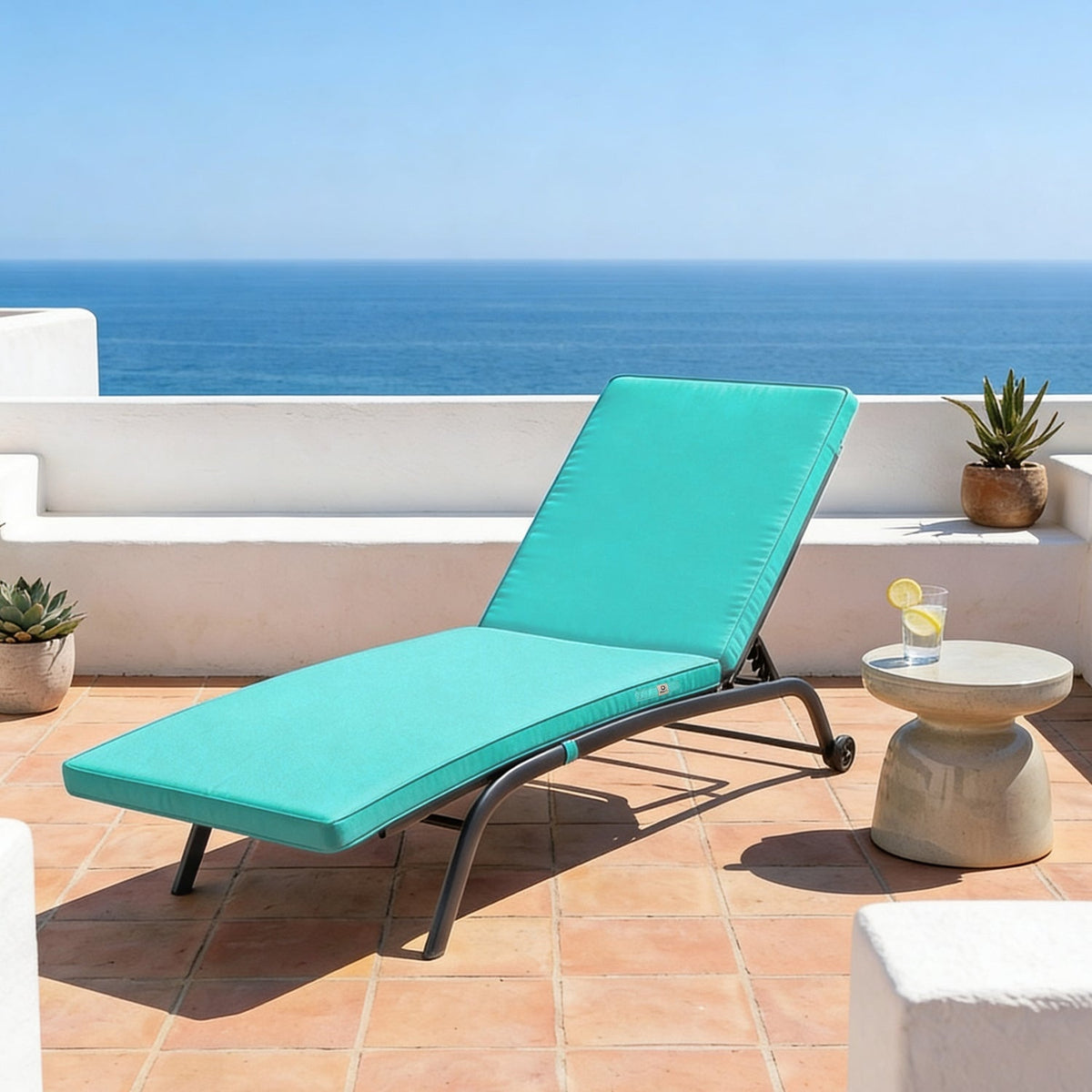 Materassino Lettino Prendisole 185x60 Blu Caraibi – Sfoderabile & Impermeabile (Sdraio)