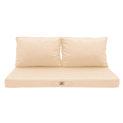 Ensemble de coussins de salon jardin beige 100x50 cm, déhoussables et anti-UV pour fauteuils et canapés.