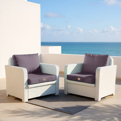 Coussins pour fauteuils et canapés de jardin, 50x50 cm, gris carbone, déhoussables et anti-UV, ensemble de salon extérieur.