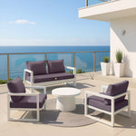 Ensemble de coussins de salon de jardin gris carbone pour fauteuils et canapés, déhoussables et anti-UV, 50x50 cm.