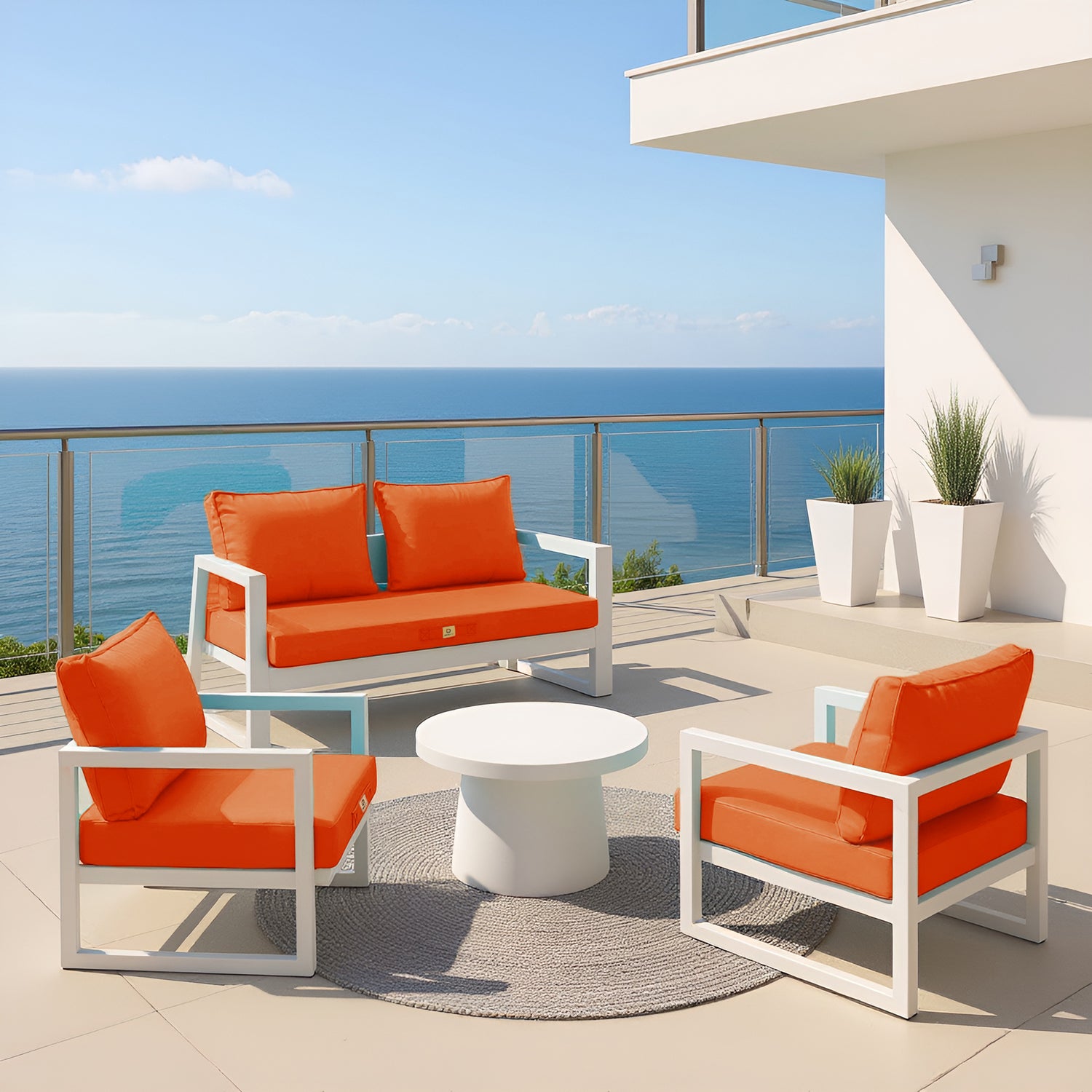 Coussin pour salon de jardin déhoussable 60x60cm Orange - Deco-arts.fr