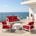 Ensemble de coussins de salon jardin rouge 50x50cm pour fauteuils et canapés, déhoussables et anti-UV, modèle NEWCR03Rouge.