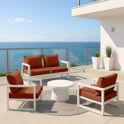 Ensemble de coussins de salon jardin terracotta, 50x60 cm, pour fauteuils et canapés, avec assise et dossier, déco-arts.fr