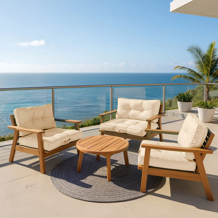 Set Cuscini Trapuntati 60x60 Beige - Spesso 15cm & Morbido (Seduta + Schienale)