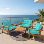 Coussins capitonnés 60x60 cm bleu Caraïbes pour fauteuils et canapés, épais 15cm, moelleux, Assise et Dossier.