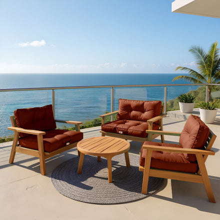 Set Cuscini Trapuntati 60x60 Terracotta - Spesso 15cm & Morbido (Seduta + Schienale)