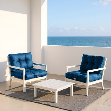 Set Cuscini Trapuntati 50x50 Blu Petrolio - Spesso 15cm & Morbido (Seduta + Schienale)