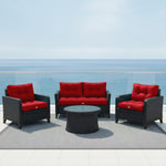 Coussins capitonnés rouges 50x50cm, épais 15cm et moelleux pour fauteuils et canapés, décoration moderne et confortable.