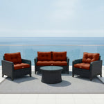 Ensemble de coussins capitonnés en terracotta 50x50 cm, épais 15 cm et moelleux pour fauteuils et canapés.