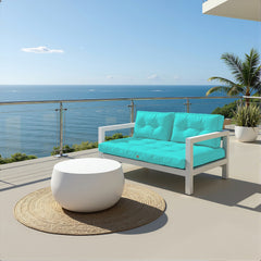 Cuscini per salotto da giardino capitonné 120x60cm Blu caraibi